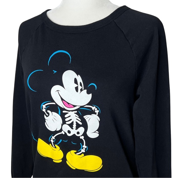 Disney Glowing Mickey Mouse Skeleton Glow in the Dark Black Junior Large L Youth - Picture 3 of 17